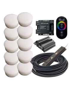 Комплект грунтовых светильников 80 мм LED Lumbrus Spot RGB с адаптером и контроллером