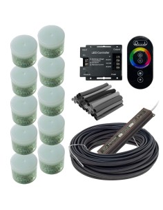 Комплект грунтовых светильников 50 мм LED Lumbrus Spot RGB с адаптером и контроллером