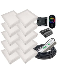 Комплект светодиодной брусчатки 200x200 мм LED Lumbrus RGB с адаптером и контроллером