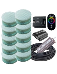 Комплект грунтовых светильников 100 мм LED Lumbrus Spot RGB с адаптером и контроллером