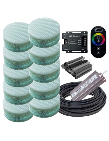 Комплект грунтовых светильников 100 мм LED Lumbrus Spot RGB с адаптером и контроллером