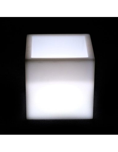 Кашпо с подсветкой Куб LED Plaza 30 см белое 220V