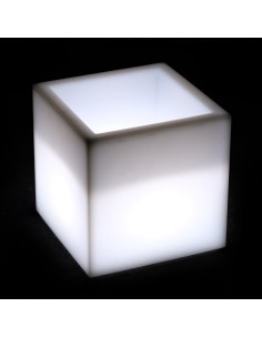 Кашпо с подсветкой Куб LED Plaza 40 см белое 220V
