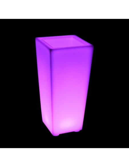 Цветочное кашпо с аккумулятором LED QUADRUM-2 c разноцветной RGB подсветкой и пультом USB IP65